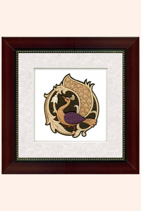 pashtush Artwork Pashtush Wooden Artwork, Resting Peacock Wall Art, Crafted using Multiple Colours of Natural Wood