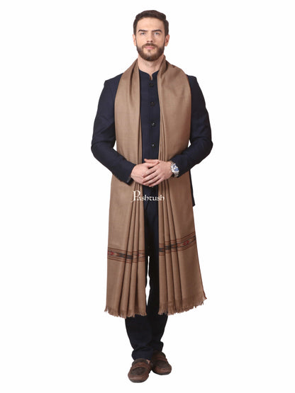 Pashtush India Mens Shawls Gents Shawl Pashtush Woven Aztec Design Mens Shawl (Lambs Wool) Beige