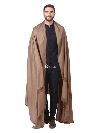 Pashtush India Mens Shawls Gents Shawl Pashtush Woven Aztec Design Mens Shawl (Lambs Wool) Beige