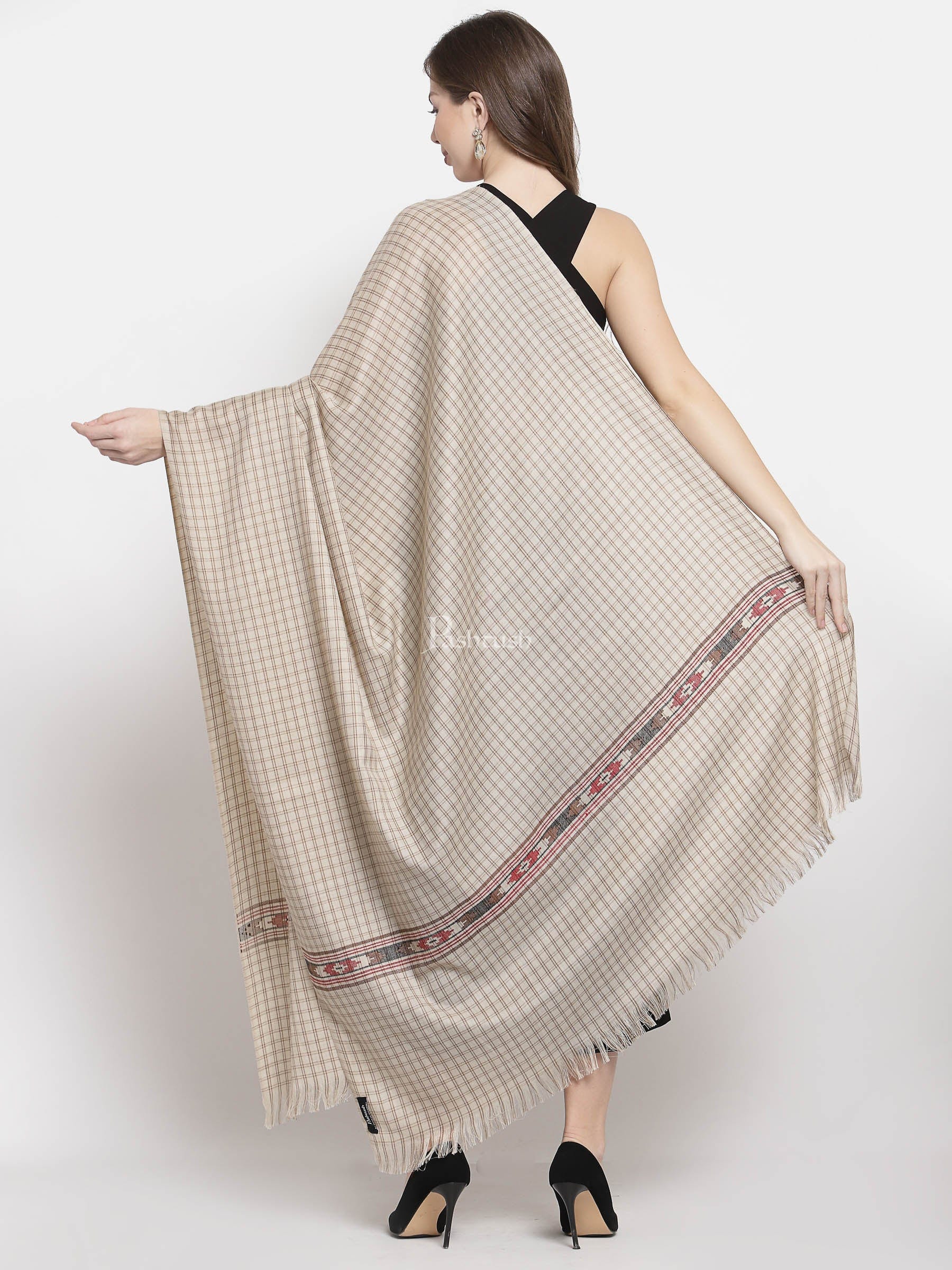 Pashtush India Womens Shawls Pashtush Woven Aztec Design Women'S Full Size Shawl In Extra Fine Wool - Taupe
