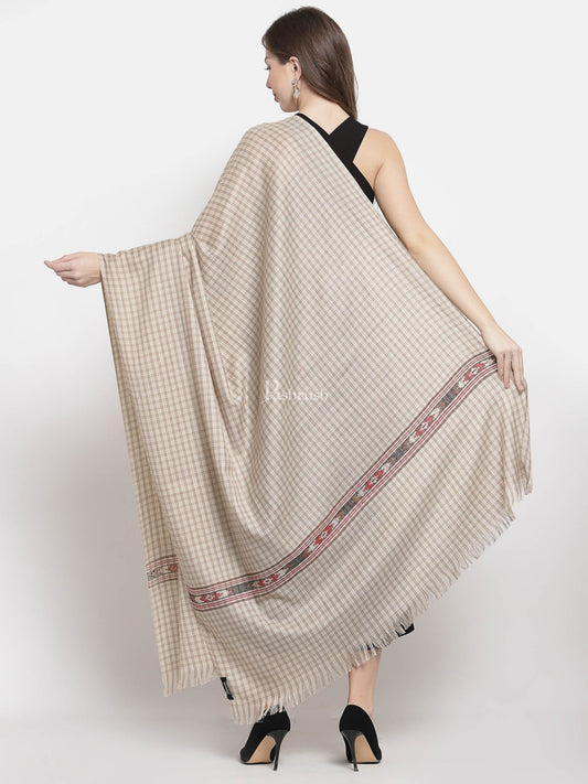 Pashtush India Womens Shawls Pashtush Woven Aztec Design Women'S Full Size Shawl In Extra Fine Wool - Taupe