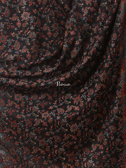Pashtush India Womens Shawls Pashtush Woven Ethnic Shawl, Faux Pashmina Shawl, Soft And Warm (Black)