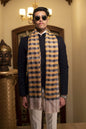 Pashtush India 70x200 Pashtush Woven Mens Checkered Scarf, Fine Wool Muffler, Soft and Light Weight