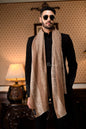Pashtush India 70x200 Pashtush Woven Mens Stole, Subtle Striped Design, Mens Muffler, Warm Cashmere Feel (Beige)