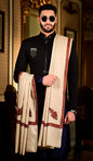 Pashtush India 127x254 Pashutsh Mens Shawl, Kashmiri Embroidery Haashia Dushala, Beige