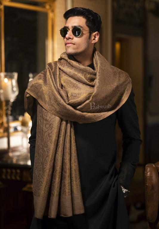 Pashtush India 70x200 Pashutsh Mens Twilight Collection, Jacquard Stole, With Metallic Thread Weave, Fine Wool