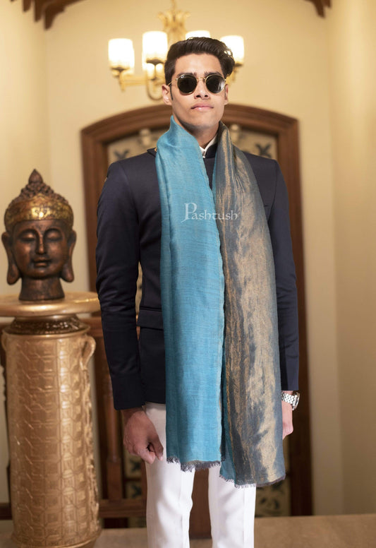 Pashtush India 70x200 Pashutsh Mens Twilight Collection, Reversible With Metallic Thread Weave, Fine Wool