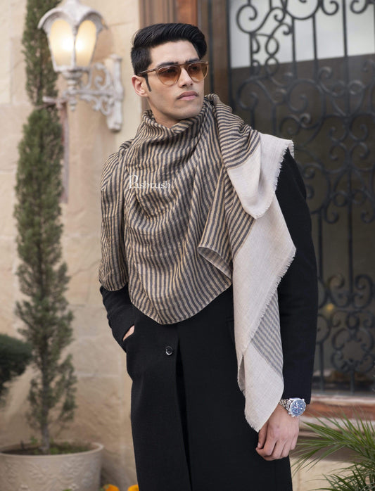 Pashtush India 70x200 Pashutsh Mens Twilight Striped Scarf, With Metallic Thread Weave