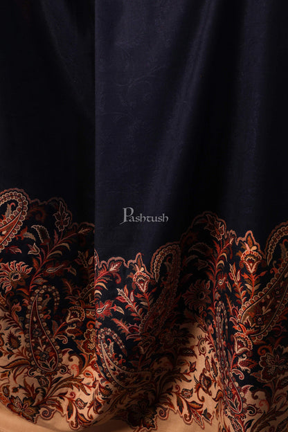 Pashtush India 100x200 Pashutsh Women Navy Blue Woven Design Detail Designer Shawl