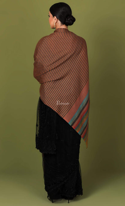 Pashtush Store Stole Pashutsh Womens Extra Fine Wool, Striped Woven Scarf, Multicolored
