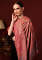 Pashtush India 100x200 Pashutsh Womens Faux Pashmina Pink and Beige Jamawar Shawl
