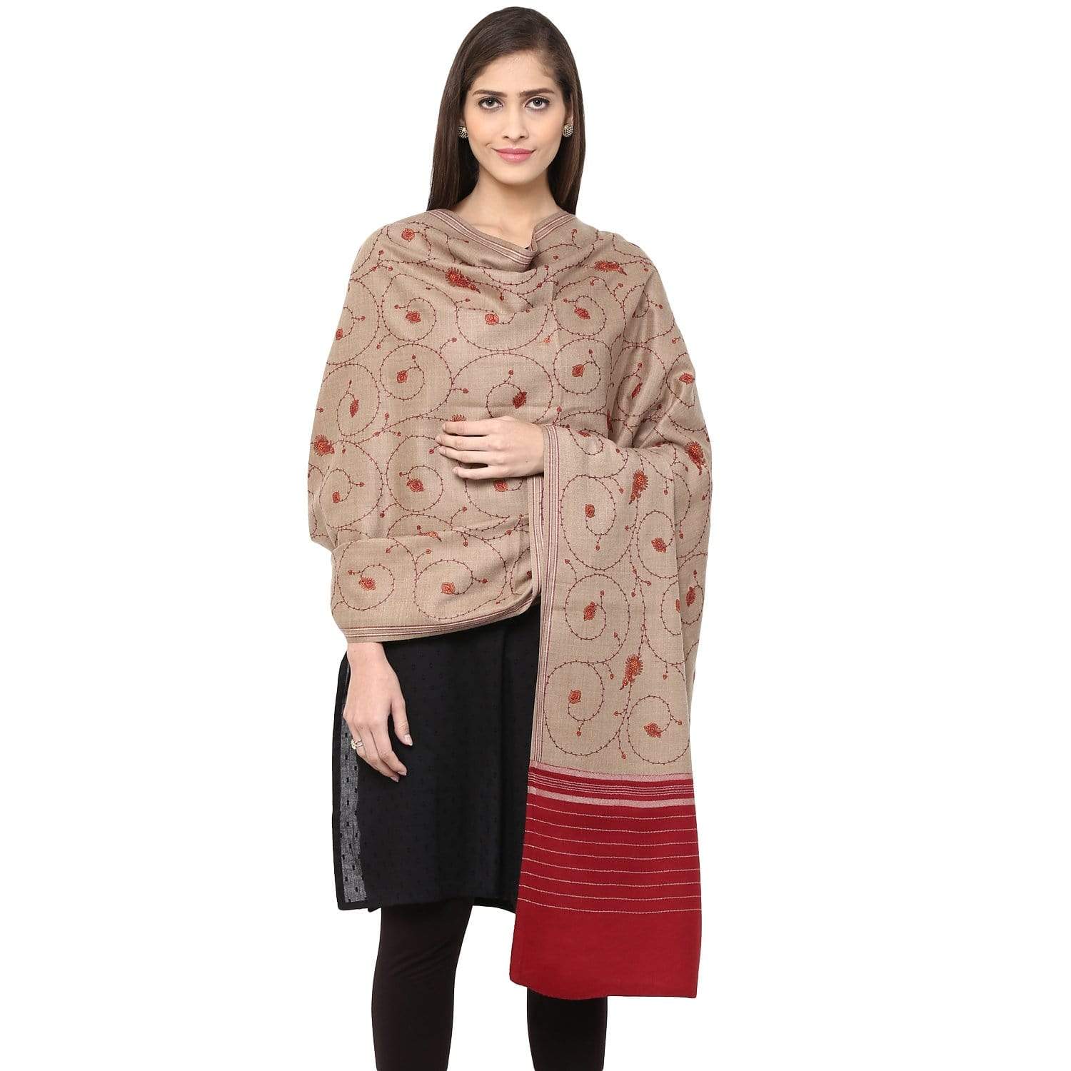 Pashtush India 100x200 Pashutsh Womens Kashmiri Jaal Embroidery Shawl