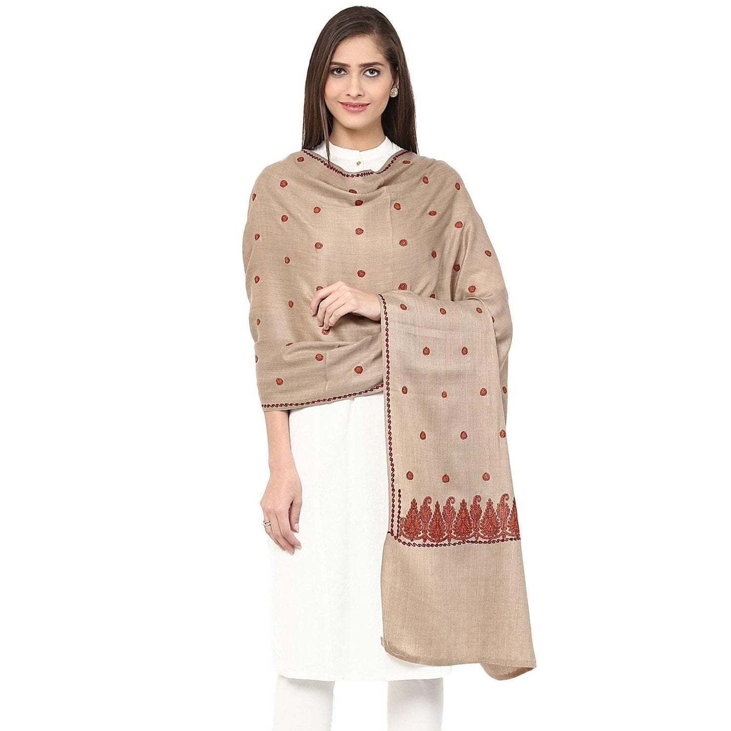 Pashtush Womens Palla Booti Embroidery Shawl - Sahara