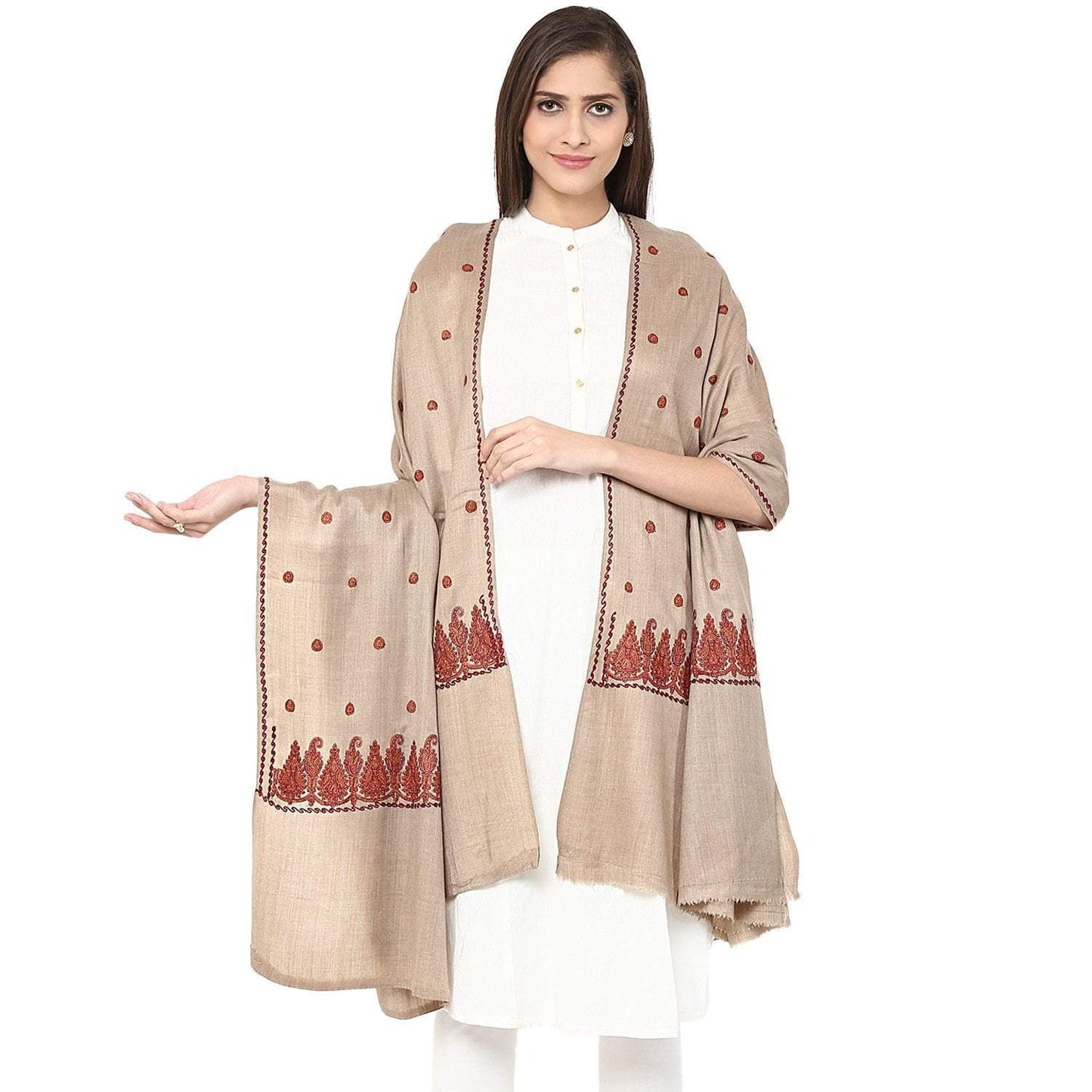 Pashtush Womens Palla Booti Embroidery Shawl - Sahara