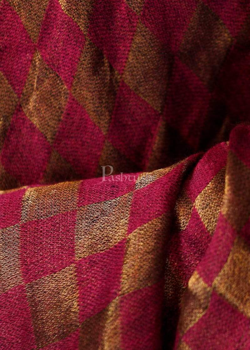 Pashtush Shawl Store Stole Pashutsh Womens Twilight Checkered Scarf, With Shimmery Zari Thread Weave