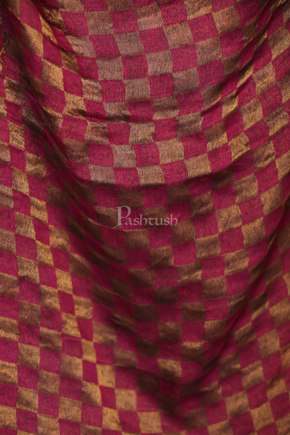 Pashtush Shawl Store Stole Pashutsh Womens Twilight Checkered Scarf, With Shimmery Zari Thread Weave