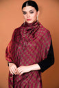 Pashtush Shawl Store Stole Pashutsh Womens Twilight Checkered Scarf, With Shimmery Zari Thread Weave