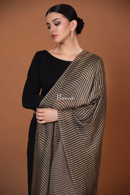 Pashtush Shawl Store Stole Pashutsh Womens Twilight Striped Scarf, With Shimmery Zari Thread Weave
