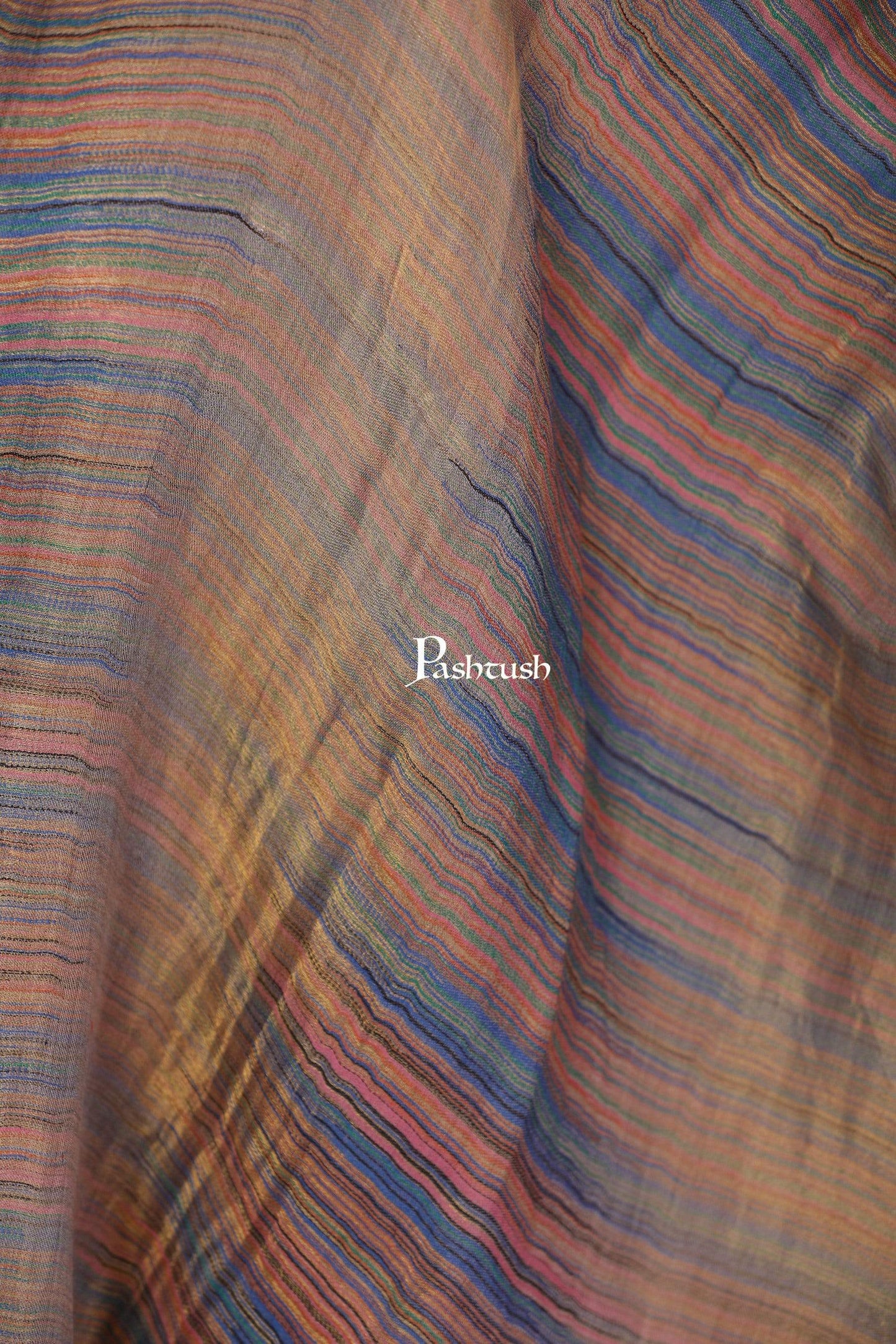 Pashtush India 70x200 Pashutsh Womens Twilight Striped Scarf, With Shimmery Zari Thread Weave