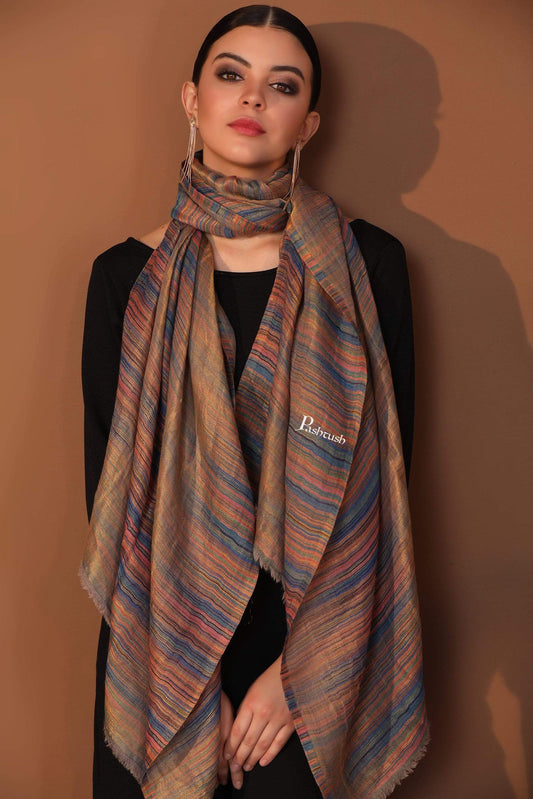 Pashtush India 70x200 Pashutsh Womens Twilight Striped Scarf, With Shimmery Zari Thread Weave