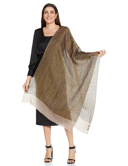 Pashtush India 70x200 Pashutsh Womens Twilight Striped Scarf, With Shimmery Zari Thread Weave