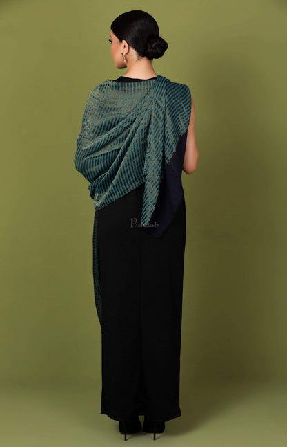 Pashtush India 70x200 Pashutsh Womens Twilight Striped Scarf, With Shimmery Zari Thread Weave