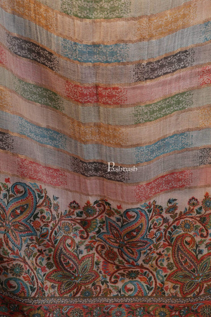 Pashtush India 70x200 Pashutsh Womens Twilight Striped Scarf, With Shimmery Zari Thread Weave