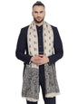 Pashwool 100x200 Pashwool Mens Embroidered Stole, Kashmiri Stitch, With Woven Jamawar Palla