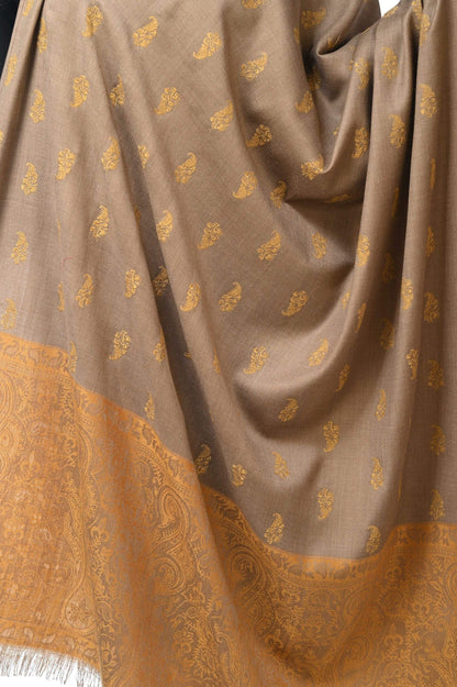 Pashwool 100x200 Pashwool Womens Embroidered Shawl, Kashmiri Stitch, With Woven Jamawar Palla