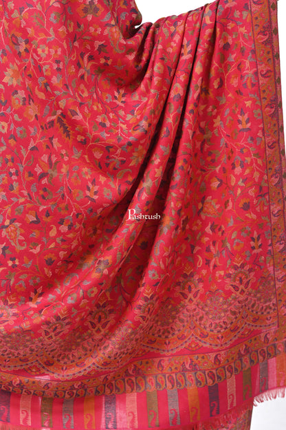 Pashwool Womens Shawls Pashwool Womens Ethnic Design Shawl, Light Weight, Soft And Warm, Pink
