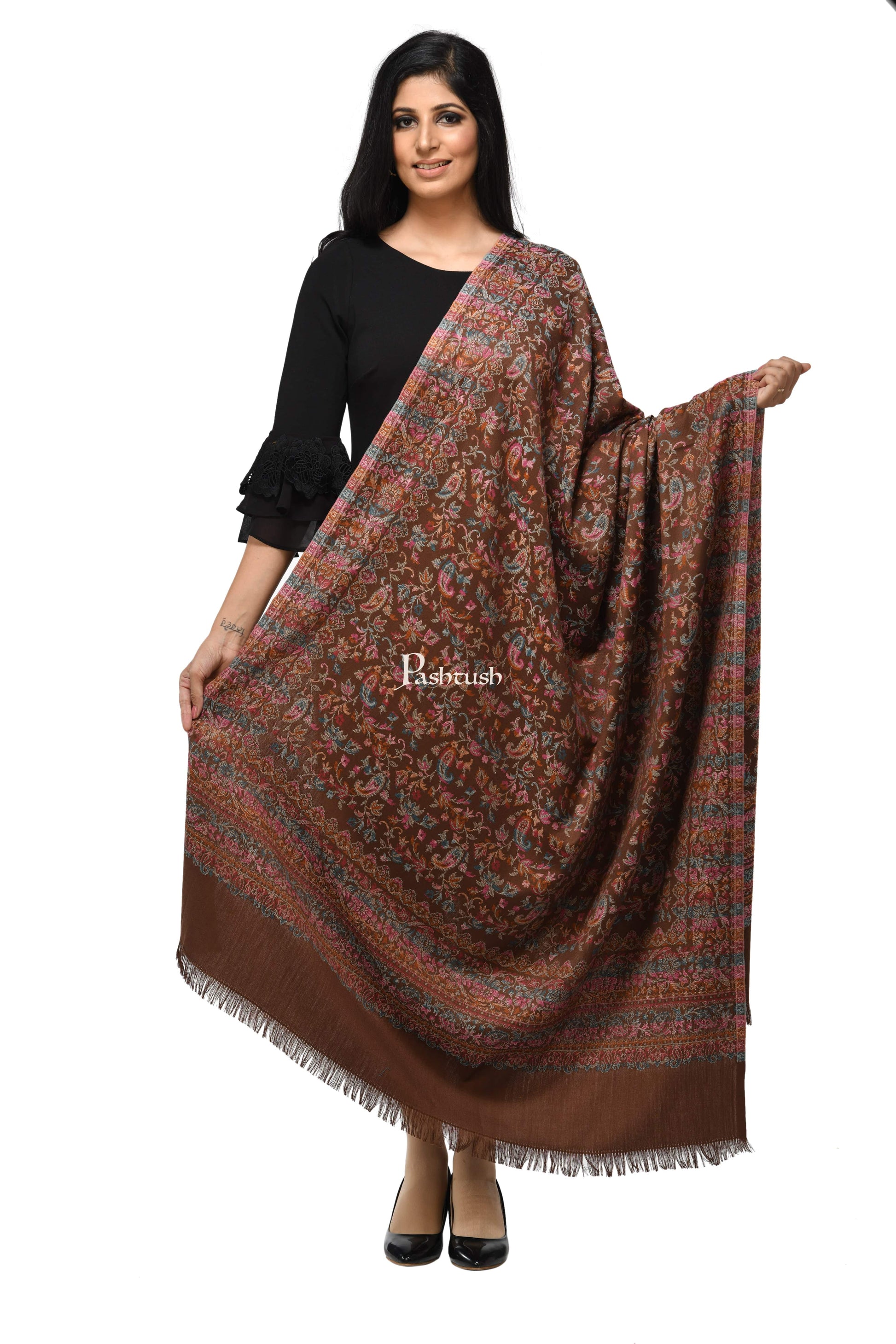 Pashwool Womens Shawls Pashwool Womens Ethnic Design Shawl, Light Weight, Soft And Warm, Sahara
