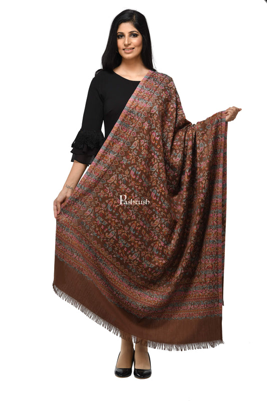 Pashwool Womens Shawls Pashwool Womens Ethnic Design Shawl, Light Weight, Soft And Warm, Sahara