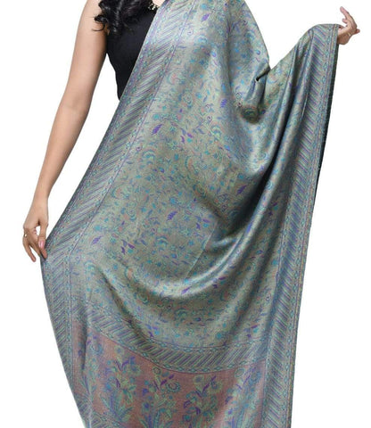 Pashwool 70x200 Pashwool Womens Extra Soft Bamboo Scarf, Woven Ethnic Design, Aqua Blue