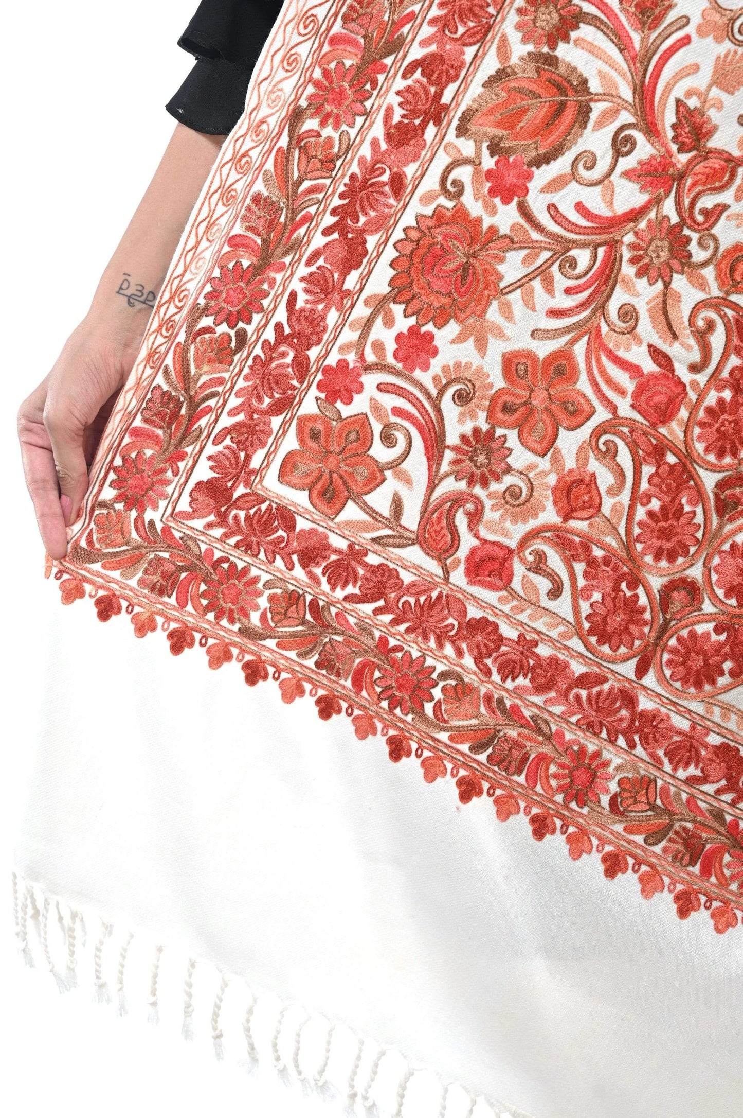 Pashwool 70x200 Pashwool Womens Kashmiri Embroidery Stole, Soft and Warm, Woollen Stole