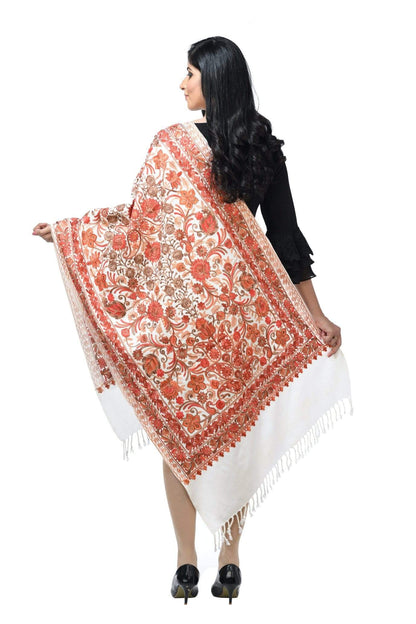Pashwool 70x200 Pashwool Womens Kashmiri Embroidery Stole, Soft and Warm, Woollen Stole