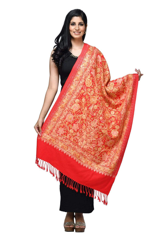 Pashwool 70x200 Pashwool Womens Kashmiri Embroidery Stole, Soft and Warm, Woollen Stole