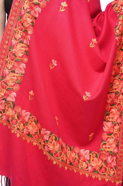 Pashwool 70x200 Pashwool Womens Kashmiri Embroidery Stole, Soft and Warm, Woollen Stole
