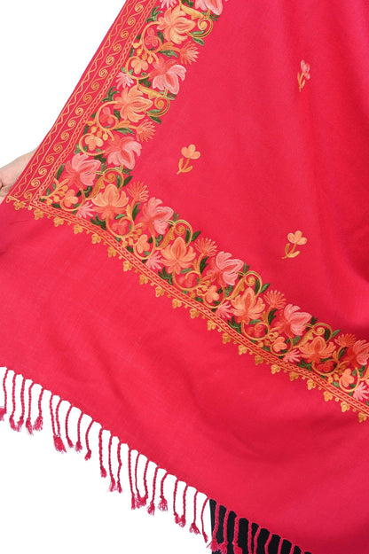 Pashwool 70x200 Pashwool Womens Kashmiri Embroidery Stole, Soft and Warm, Woollen Stole