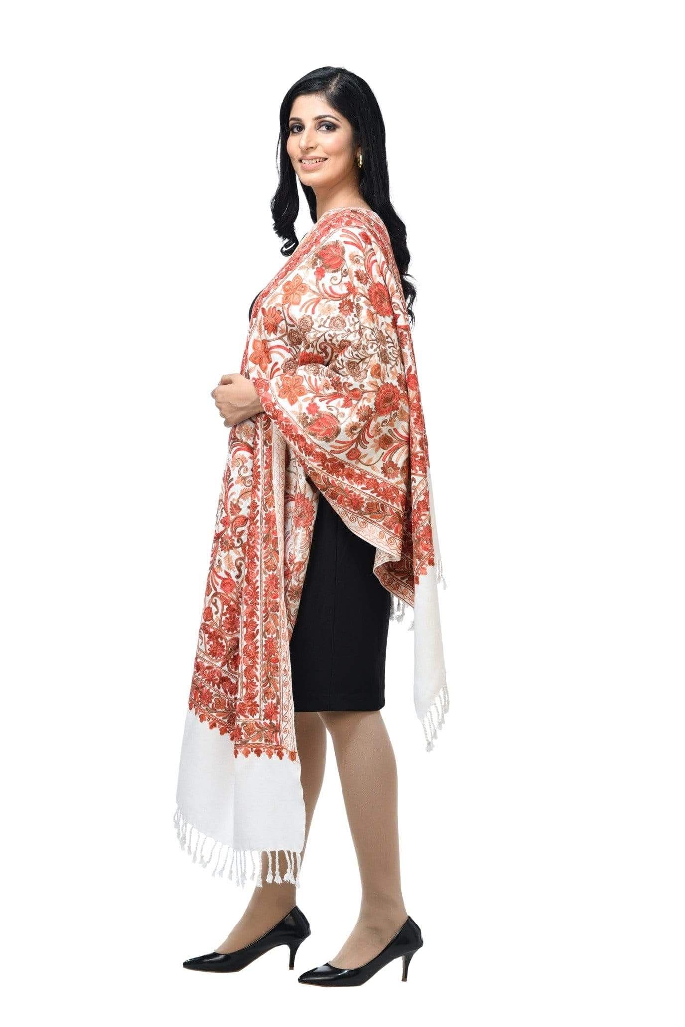 Pashwool 70x200 Pashwool Womens Kashmiri Embroidery Stole, Soft and Warm, Woollen Stole