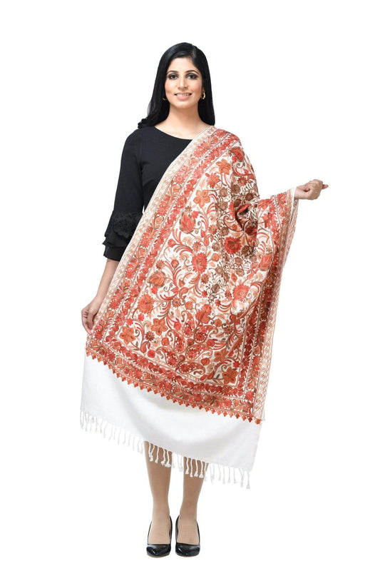 Pashwool 70x200 Pashwool Womens Kashmiri Embroidery Stole, Soft and Warm, Woollen Stole