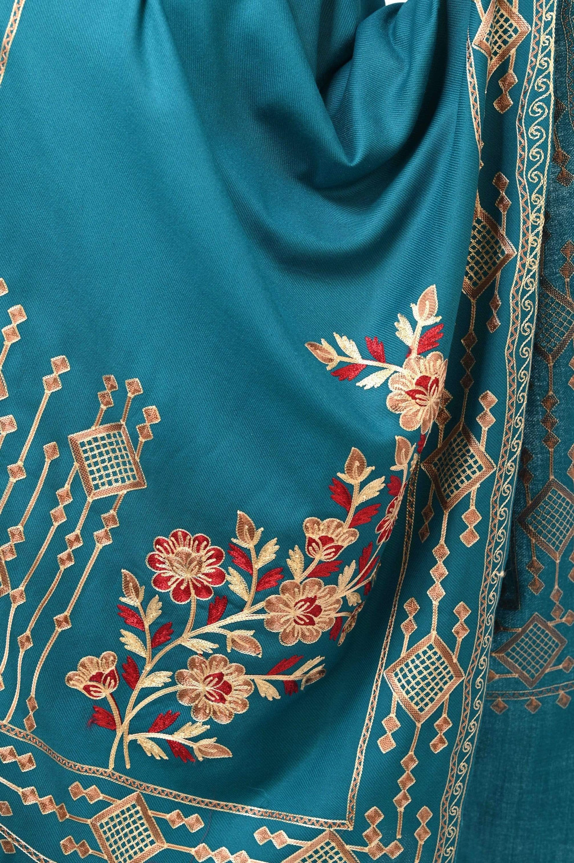 Pashwool 70x200 Pashwool Womens Kashmiri Embroidery Stole, Soft and Warm, Woollen Stole