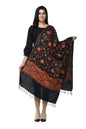 Pashwool 70x200 Pashwool Womens Kashmiri Embroidery Stole, Woollen, Soft and Warm, Black