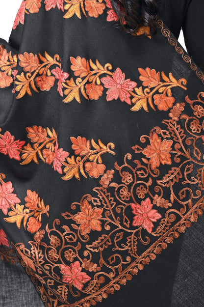 Pashwool 70x200 Pashwool Womens Kashmiri Embroidery Woollen Stole, Soft and Warm