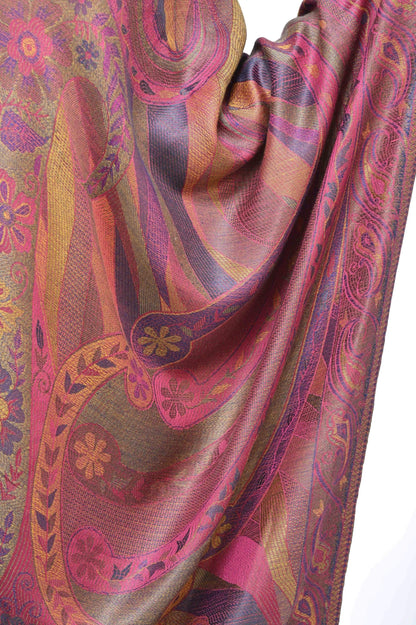 Pashwool 70x200 Pashwool Womens Silky Soft Stole, With Ethnic Weave Design