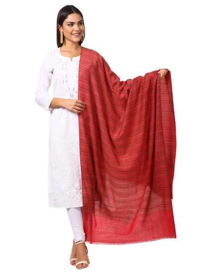 Pashtush Shawl Store Shawl Women's Fine Wool Striped Shawl, Australian Merino Wool - Rose