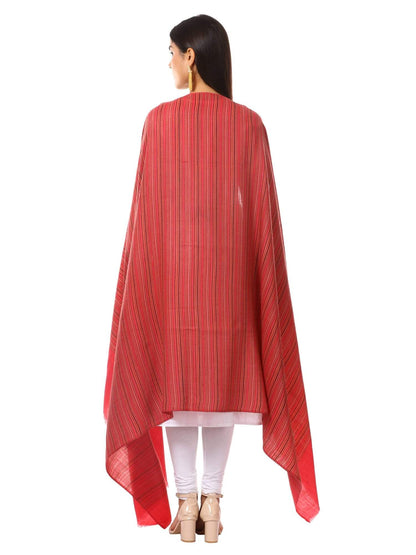 Pashtush Shawl Store Shawl Women's Fine Wool Striped Shawl, Australian Merino Wool - Rose