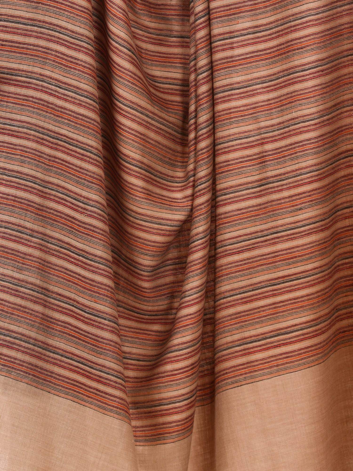Pashtush Shawl Store Shawl Women's Fine Wool Striped Shawl, Australian Merino Wool - Taupe