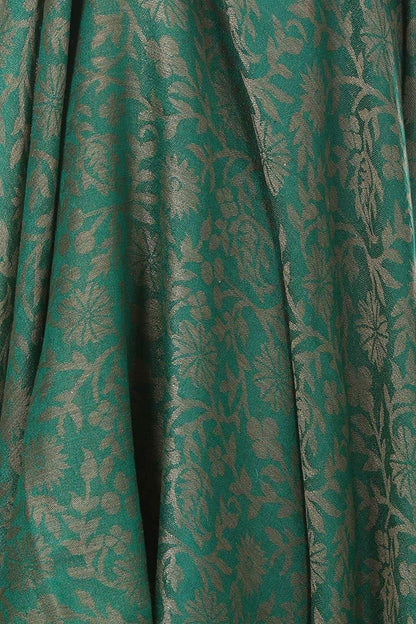 Pashtush India 70x200 WOMEN'S SILK-WOOL REVERSIBLE FLORAL SCARF, SOFT AND WARM, Deep green