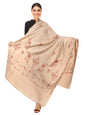 Pashtush India 100x200 Women's Wool Shawl, Kashmiri Hand Embroidery, 100% hand-made (Taupe)