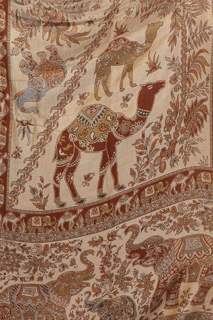 Pashtush Womens Fine Bamboo Jacquard Scarf, Reversible, Multicoloured Brown